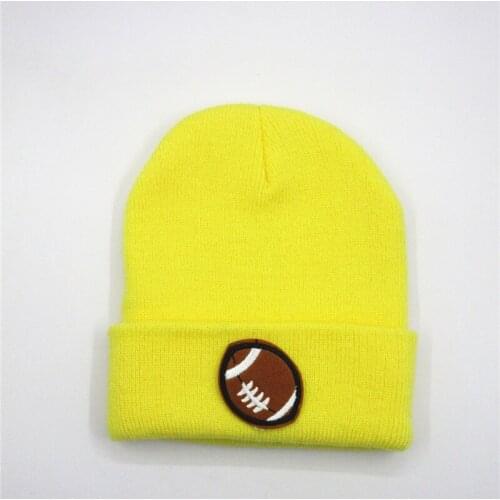 American football embroidery Thicken knitted hat winter warm hat Skullies cap beanie hat for kid men women 220