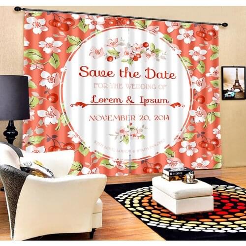 High quality custom 3d curtain fabric orange flower curtains 3D Window Curtain For Living Room