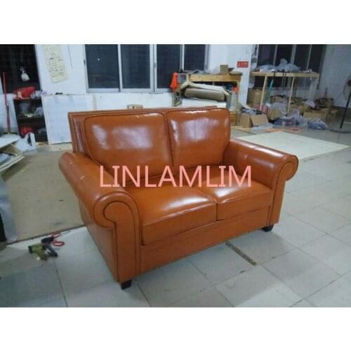 High quality cow top graded real genuine leather sofa/living room sofa furniture American style home used three seat brown couch