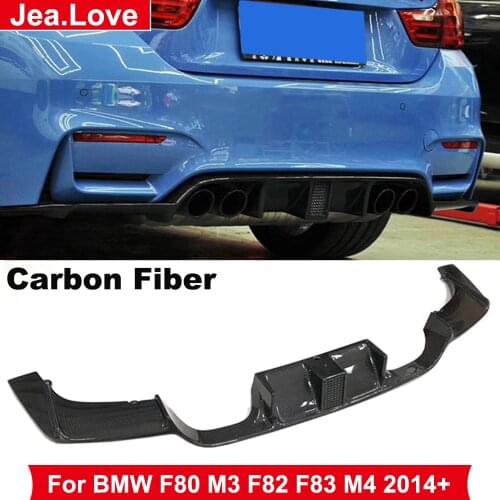 Real Carbon Fiber Rear Bumper Lip Diffuser Spoiler Car Body Modification Part For BMW F80 M3 F82 F83 M4 With Pilot Lights 2014