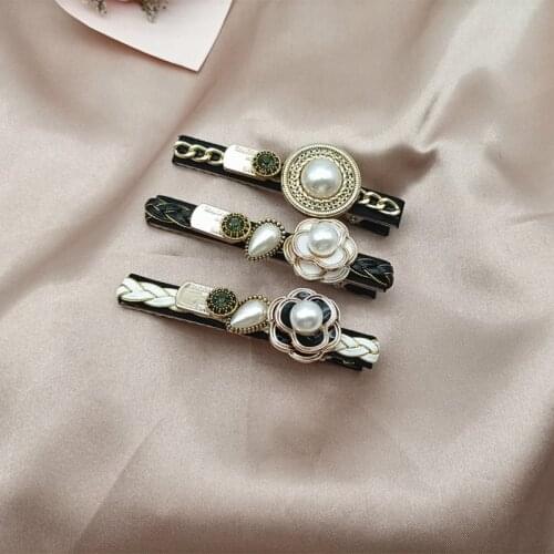 Trendy Camellia Pearl Hairclips Barrette For Women France Elegant White Flower Wedding Hair Accessories Spring Clip Wholesale