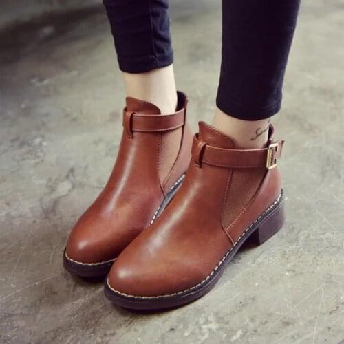 Women Ankle Boots Autumn Female Casual Shoes Woman Flat Vogue Platform Round Toe Buckle Strap Solid Comfortable 365