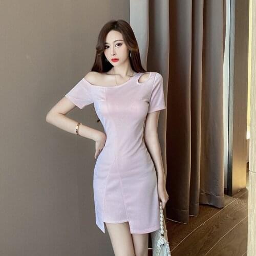 Real Shot 2021 New Womens Fashion Sexy Strapless Waist Irregular Temperament Sparkling Silk Short Dress