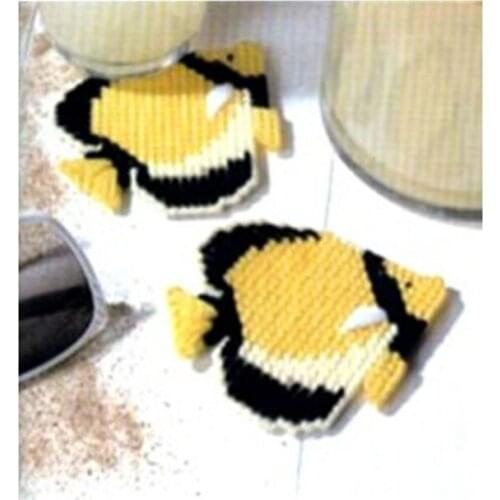 1 set, three-dimensional embroidery kit three-dimensional cross-stitch coaster kit material package / seabed fish fashion coaste