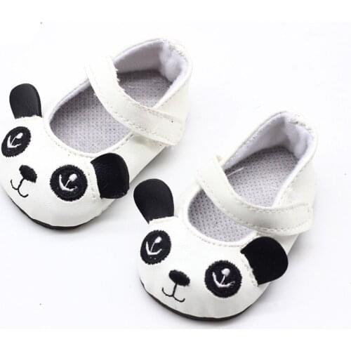 1Pair Cute Panda Doll Shoes for 18-Inch Girl Doll and 43cm Baby Girl Dolls Toy Shoes Dolls & Accessories