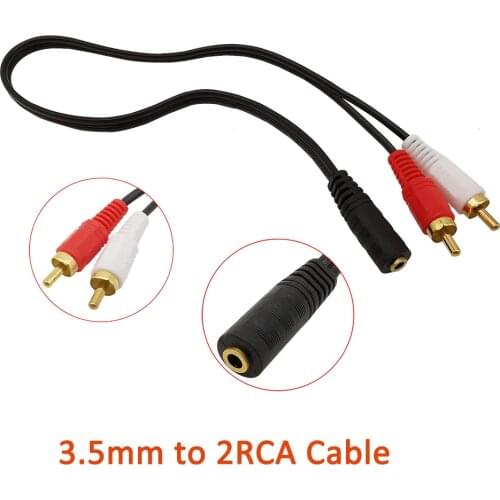 1Pcs 3.5mm to 2RCA Y Adapter Cable 3.5mm Stereo Audio Female Jack to 2 RCA Male Plug Socket to Headphone 3.5 Y Connector Cable