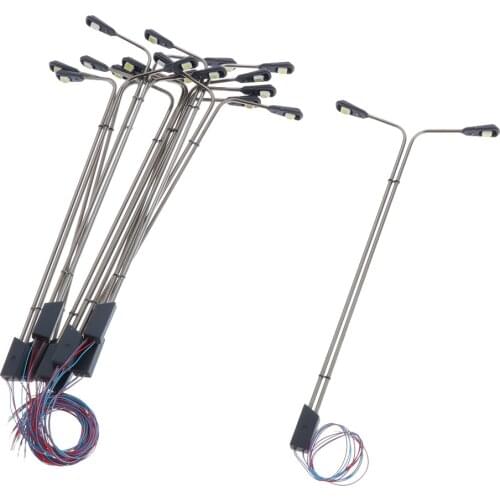 10x Model Railroad Lamppost Lamps Street LED Lights for HO OO N Z Scale