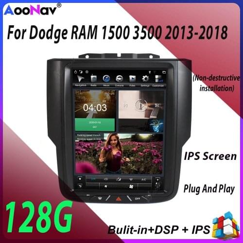 128G 10.5 Inch Android Tesla For Dodge RAM 2013-2018 Multimedia Car Radio For Dodge RAM 1500 Trucks GPS Stereo Autoradio Player