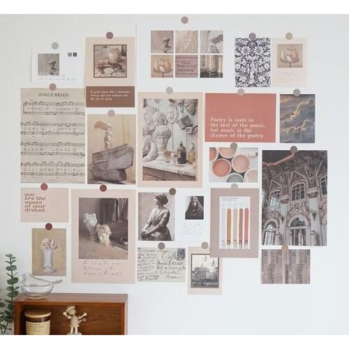 20Pcs/Lot Nordic Retro Style Wallsticker Pictures Bedroom Decor For Teen Girls Wall Background Decoration