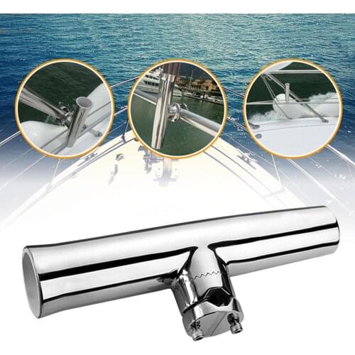316 Stainless Steel 7/8''-1'' Tube Fishing Rod Holder Boat Tackle Clamp On Rail Mount