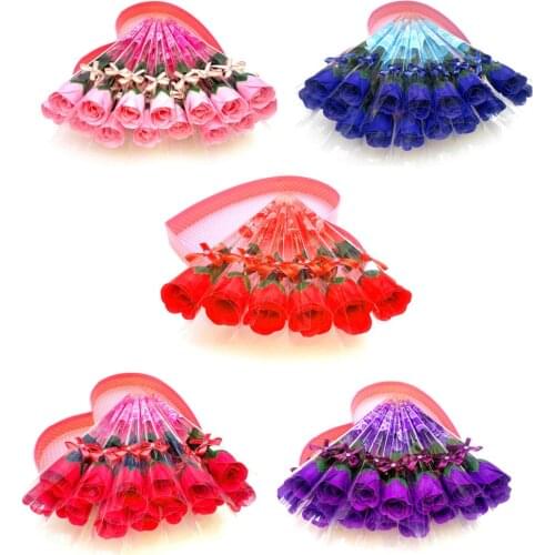 5pcs/Set Rose Soap Flower Scented Bath Soap Petal with Gift Box For Mothers Day Wedding Valentines Day Teachers Day Gift