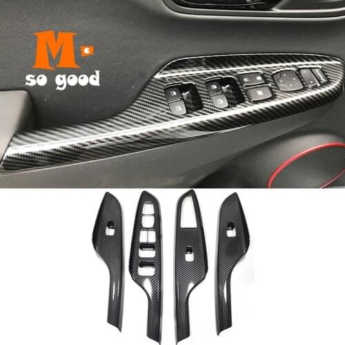 ABS Carbon Fiber for Hyundai Kona Kauai Encino 2017 2018 2019 2020 Car Window Lift Door Armrest Glass Button Switch Accessories
