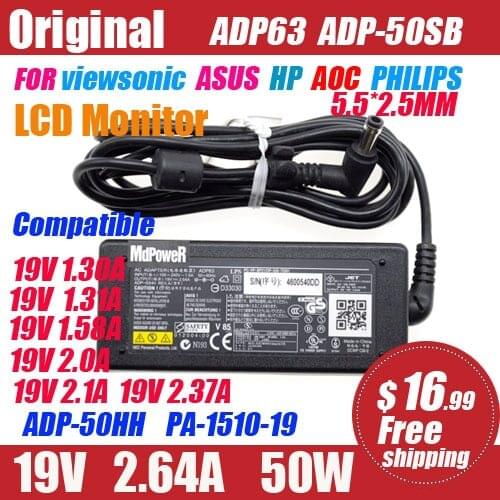 19V 2.64A/2.37A FOR Philips AOC LCD monitor AC adapter Power supply 244E5Q 274E5Q 276E6E 277E6Q 277E6Q 278C4Q E5QHSB ADPC1945EX