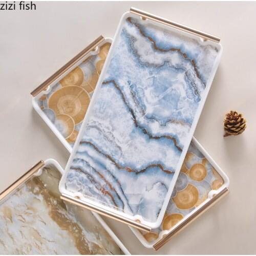 Painted Seascape Storage Trays Decorative Ceramic Service Tray Dressing Table Cosmetic Container Jewelry Organizer Display Plate