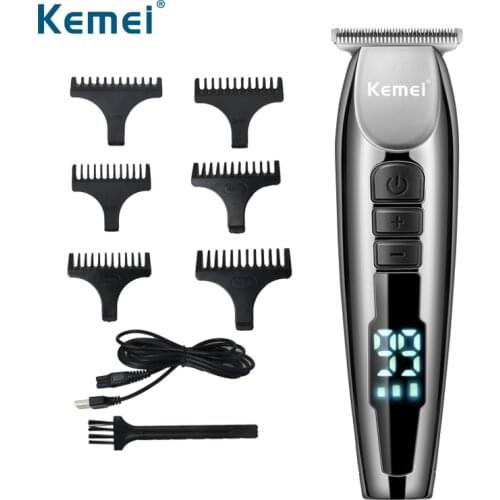 Kemei LCD Electric Hair Clipper Professional Shaver Beard Barber 0mm Hair Cutting Machine USB Rechargeable 3-speed adjustment