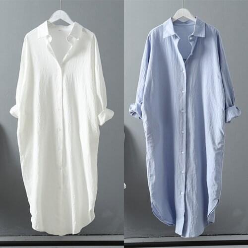 European Summer New Thin Breathable Cotton and Linen Shawl Sunscreen Mid-length Cardigan Shirts Women Fashion Streetwear 2021