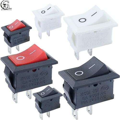 KCD11-101 Push Button Switch 10x15mm 21x15mm SPST 2Pin 3A/6A 250V 6A/10A 125V On/Off Boat Rocker Switch Black Red and White kcd1
