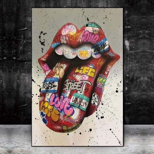 Graffiti Art Wall Paintings Print On Canvas Tongue Street Art Abstract Posters And Prints Modern Art Pictues Home Decor Cuadros