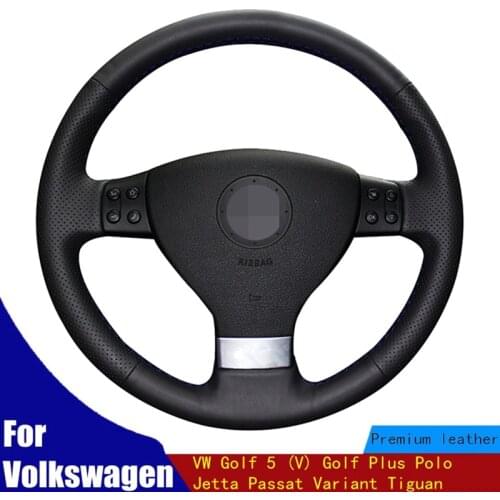 DIY Car Steering Wheel Cover Black PU Artificial Leather For Volkswagen VW Golf 5 (V) Golf Plus Polo Jetta Passat Variant Tiguan