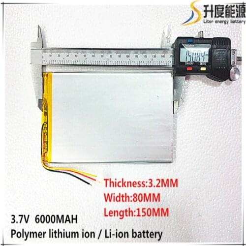 1PCS free shipping 3.7V 6000mAH(Real 5900mAh) Li-ion battery for CHUWI V88, V971,Pipo M9 Tablet PC, 3.2*82*150mm
