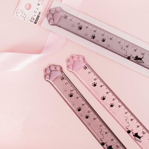 Cute Cat Paw Plastic Straight Rulers Kawaii School Office Supplies Planner Accessories Student Prize
