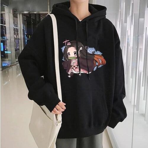 Kawaii Kamado Nezuko Demon Slayer Anime Hoodies Streetwear Men Cartoon Graphic Sweatshirt Pullover Women Hoodies