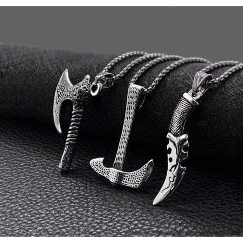 Fashion stainless steel dagger sickle and axe pendant punk titanium steel pendant hot sale