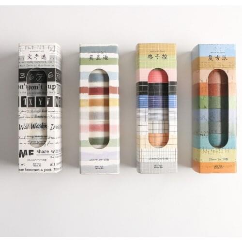 10 PCS/lot washi tape set grid masking tape vintage washitape cute cintas decorativas stationery plakband Colored papeleria