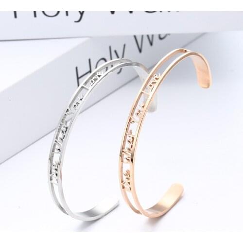 Stainless Steel Mantra Bangle LIVE WHAT YOU LOVE Positive Inspirational Bracelet Width 6mm Cuff Bangle for Women Plated