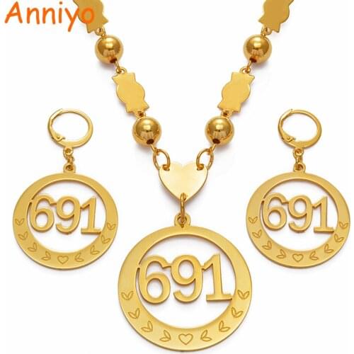 Anniyo Micronesia Big Pendant Beads Necklaces Earrings sets for Womens Round Ball Chains 691 Jewelry Gifts #047621