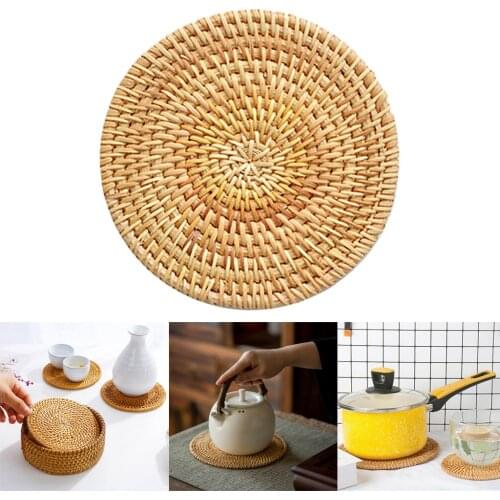 Rattan Placemat Coaster Table Cup Glass Placemat Pad Hand Woven Insulation