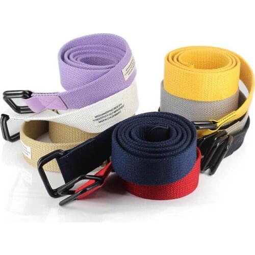 Q Type Double Ring Buckle Unisex Canvas Belt 120cm Solid Color Jeans Decorative Belt Fashion Street Wind Wild Long Women Belt