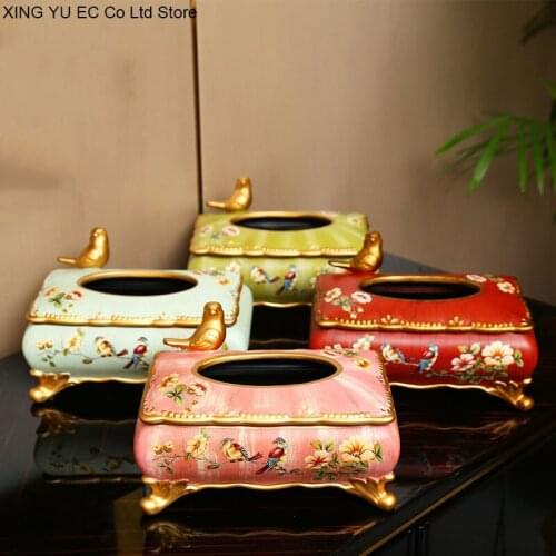 Retro Phnom Penh Ceramic Tissue Box Living Room Storage Decoration European-style High-end Household Removable Tissue Box Crafts