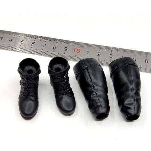 In Stock 1/6th FIRE A029 Scarletes Widow Version3.0 Combat Long Black Solid Shoes Boots For Usual 12inch Doll Solder Collection