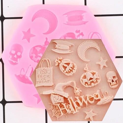 Halloween Witch Pumpkin Bat Silicone Mold DIY Party Fondant Cake Decorating Tools Chocolate Cupcake Topper Candy Resin Moulds