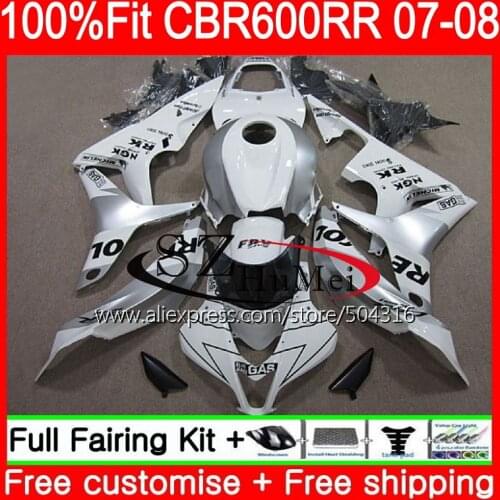 Injection For HONDA CBR 600 RR 07 08 CBR Repsol silver 600RR 600F5 52SH10 CBR600RR CBR600F5 F5 07 08 CBR600 RR 2007 2008 Fairing