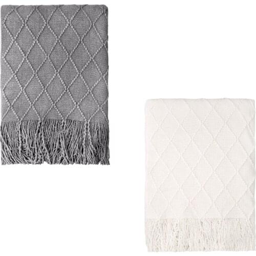 Knitted Throw Blankets For Couch,Sofa And Bed,Soft Knit Blanket With Tassel, Decorative Throw Blankets (50X60inch)