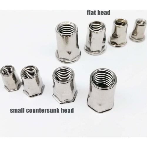 2/10pc M3 M4 M5 M6 M8 M10 M12 304 Stainless Steel Half Semi Hex Hexagon Head Bind Rivet Nut Insert Rivnut Nutsert for Screw Bolt