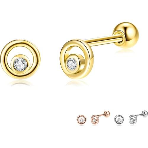 ZEMIOR Round 925 Sterling Silver Stud Earrings For Women Clear Cubic Zirconia Small Earring Anniversary Fine Jewelry Recommend