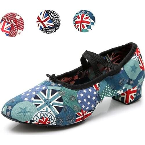 Women Dance Shoes Teachers Ballet Shoes Heeled Soft Split Sole Training Ballroom Tango Mordern Dancing Shoes