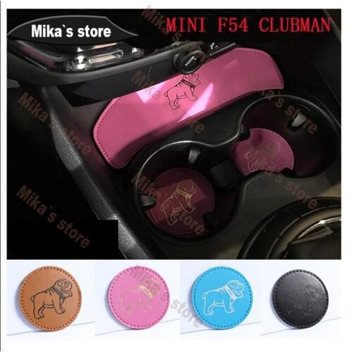 NEW PU coaster mats sticker For mini cooper F54 CLUBMAN car-styling Car Cup Coaster Mats sticker Stickers Accessories (1 set)