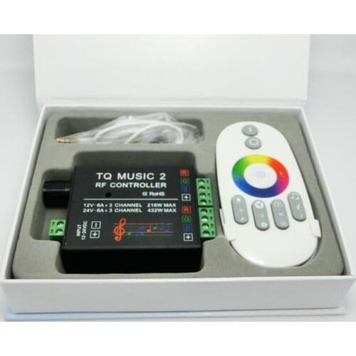 10pcs/lot DC12-24V 18A RGB Music 2 Controller RF Remote Intelligent for led strip RGB LED music 2 controller