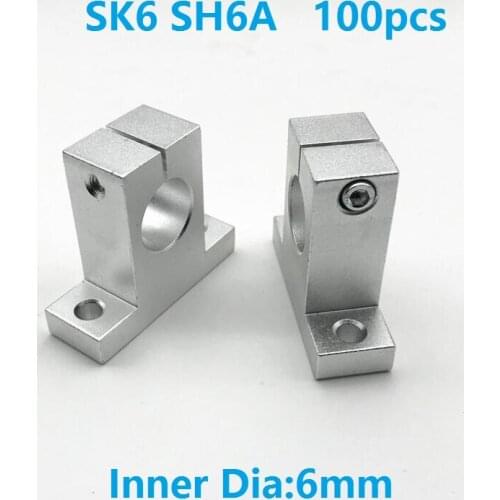 100pcs/lot SK6 SH6A linear bearing rail shaft support inner diameter 6mm XYZ Table CNC router 3d printer parts