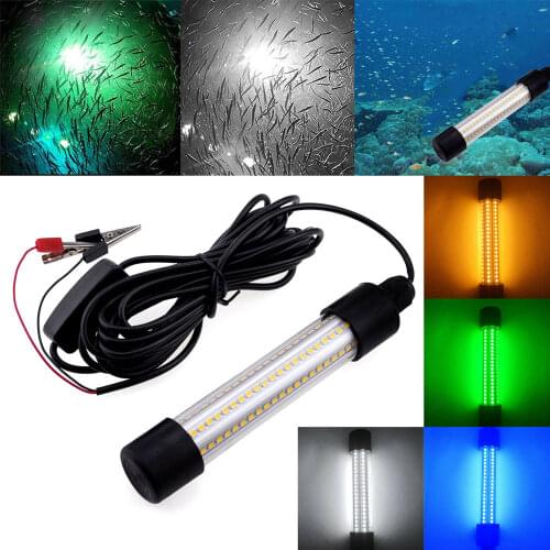 12V 1200 Lumens LED Submersible Fishing Light Underwater Fish Finder Night Boat Outdoor Lighting White Warm Green Blue Lamp