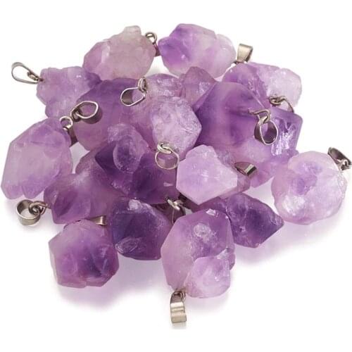 20PCS Natural Stone Pendants with Stainless Steel Snap On Bails for Jewelry Making DIY Earring Necklace Decor