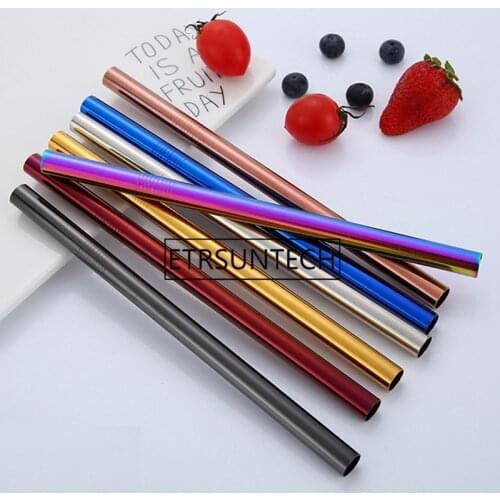 200PCS Stainless Steel Straw 12mm Metal Drinking Bubble Straws Reusable Colorful Metal Drink Straws with 20pcs Cleaner Brush