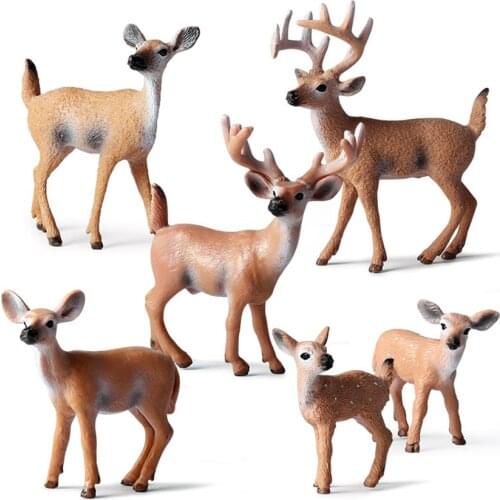 6pcs Simulation Forest Animal Model Toy Deer Figurines Moose,Elk,reindeer,Sika deer Child PVC Figures Dolls toys