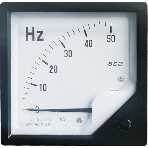 6C2-Hz DC Frequency Meter 0-50Hz 0-60Hz /DC10V Sensor Excitation Voltmeter Square Pointer Voltage Meter 80*80mm