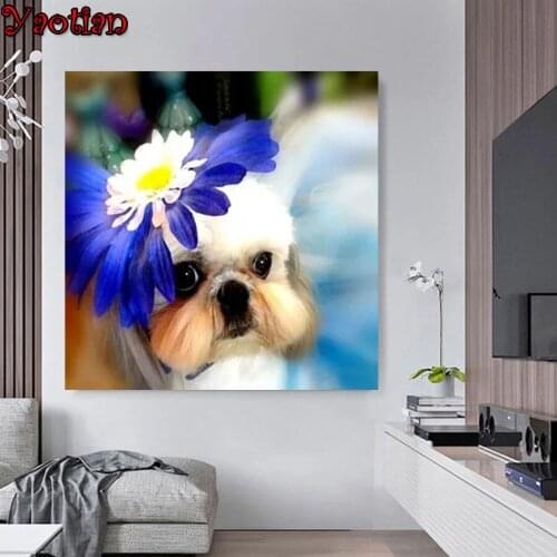 Full Square/Round Drill 5D diamond embroidery Shih Tzu animal Diamond Painting Rhinestones mosaic Cross stitch Home Decor