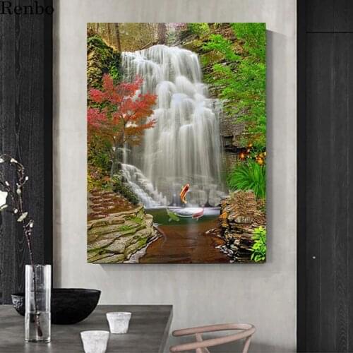 5 D diamond painting Waterfall scenery Entrance Background Wall Decor Wall Painting Nature Landscape diamond embroidery mosaic